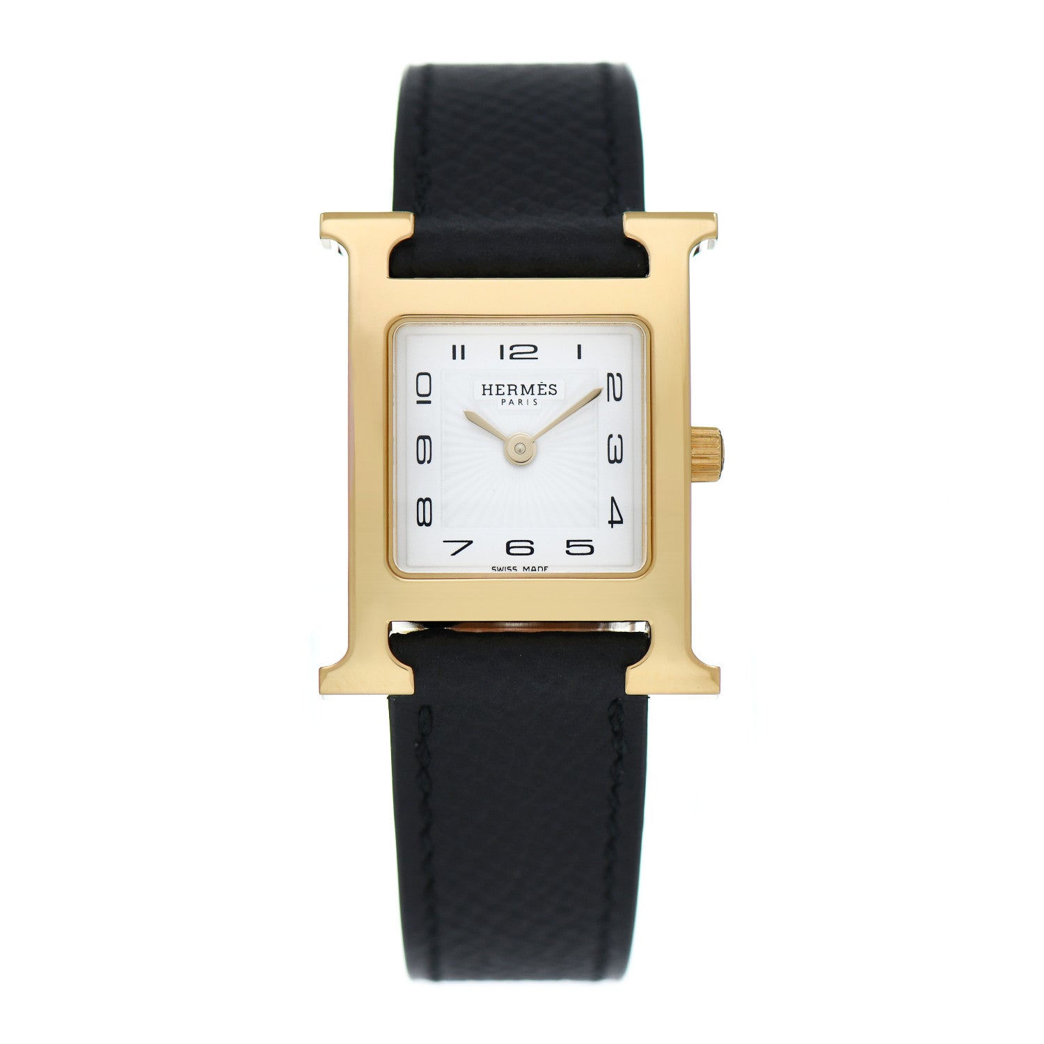 Hermes Stainless Steel Epsom 21mm Heure H Hour Quartz Watch Noir 1 of 5