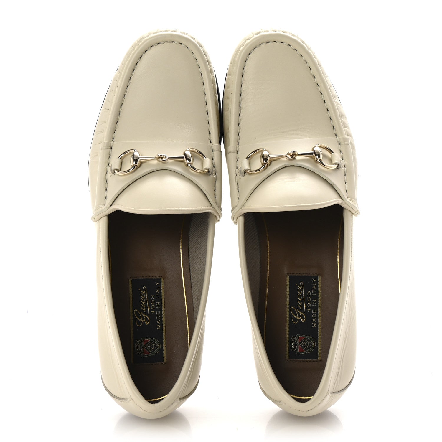 Gucci Betis Glamour Calfskin Womens 1953 Horsebit Loafers 37.5 Mystic White 2 of 8