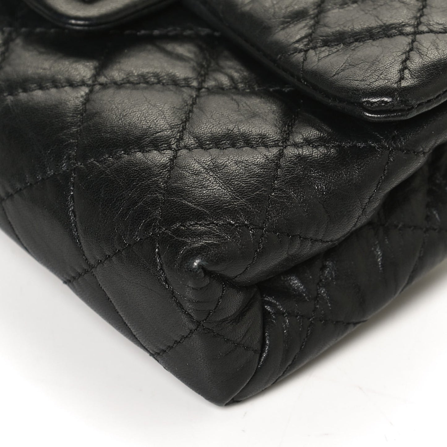 Aged Calfskin Quilted 2.55 Reissue Flap Belt Bag Clutch Black