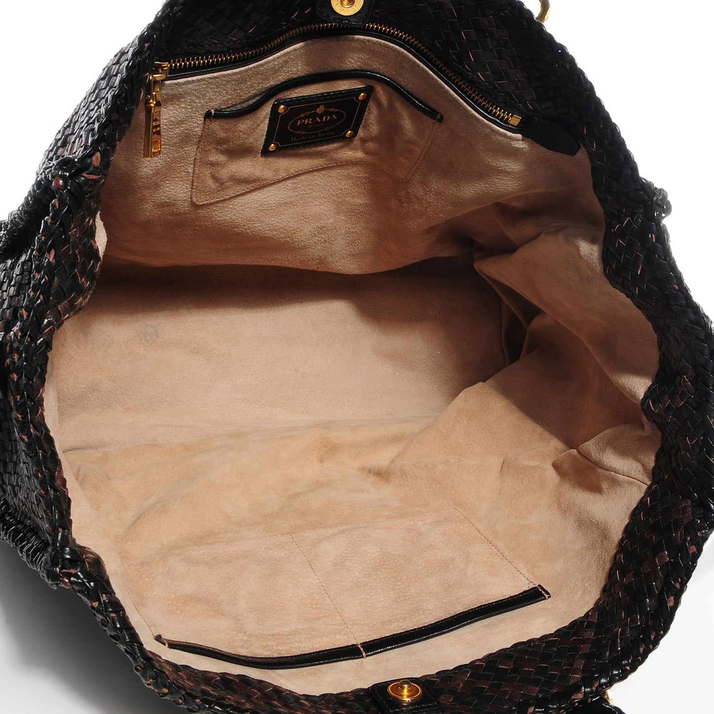 Goatskin Woven Large Tote Moro Black