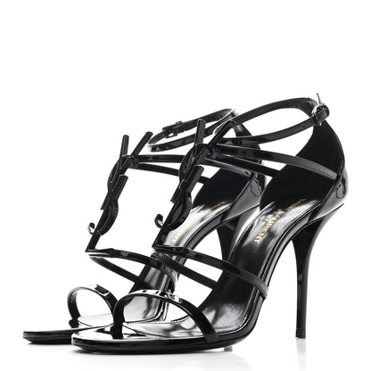 Saint Laurent Patent Calfskin Cassandra 110 Sandals 37.5 Black 3 of 7