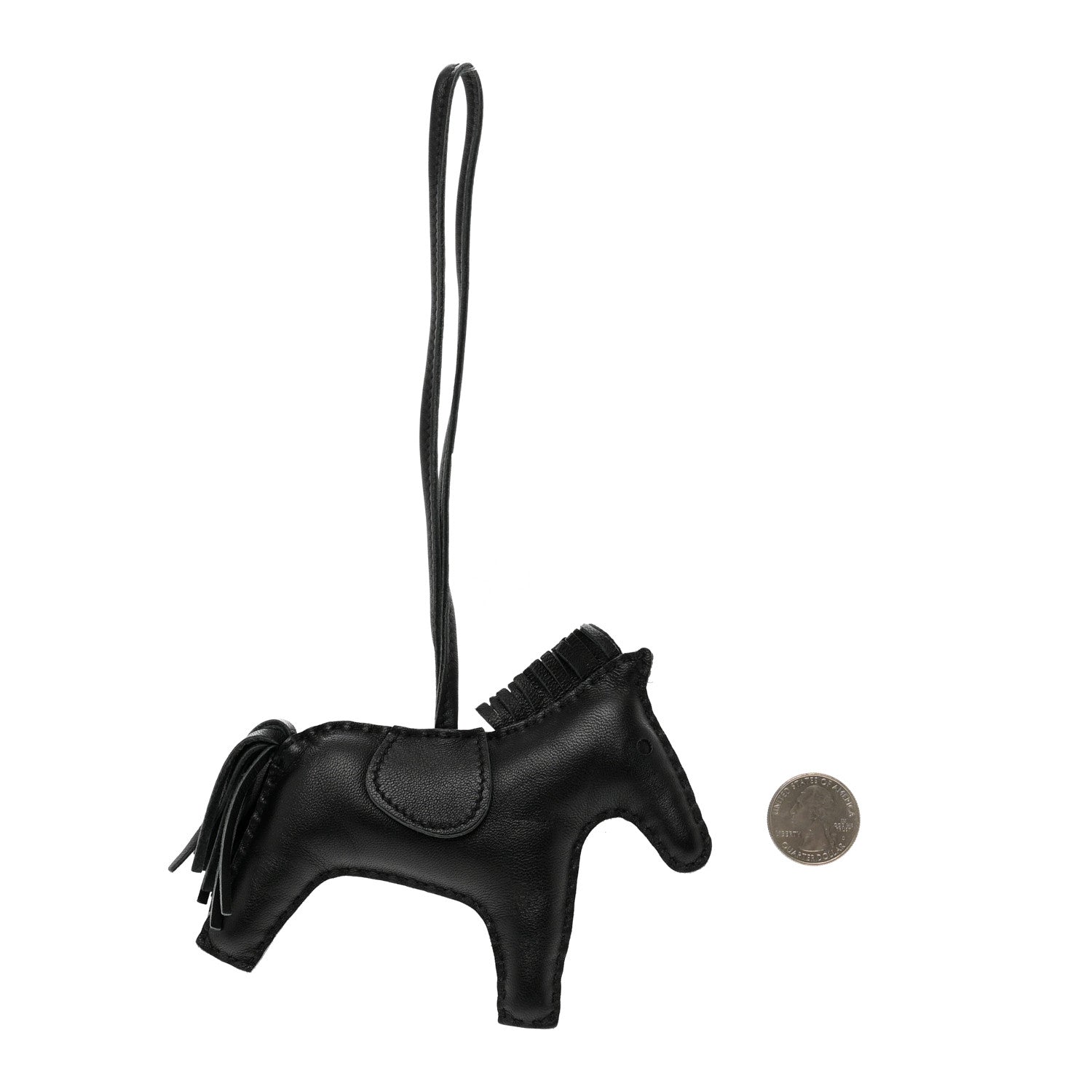 Hermes Milo Lambskin Grigri Rodeo Horse Bag Charm MM So Black 2 of 4