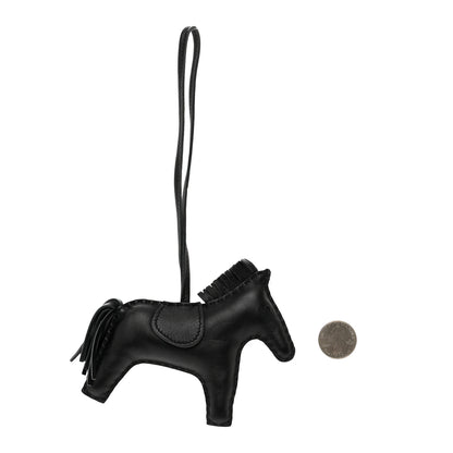 Hermes Milo Lambskin Grigri Rodeo Horse Bag Charm MM So Black 2 of 4