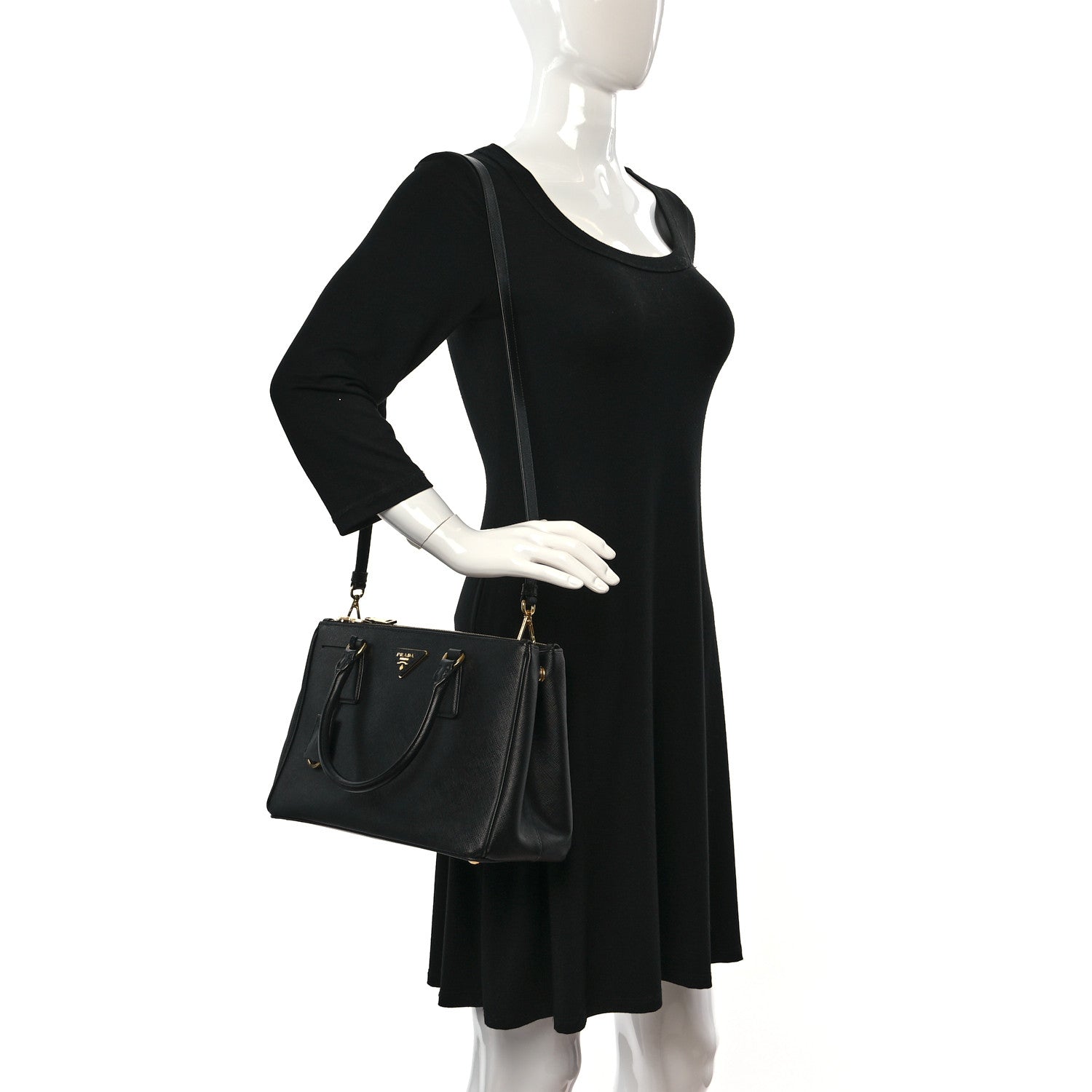 Prada Saffiano Small Galleria Double Zip Tote Black 2 of 9