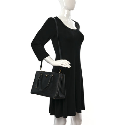 Prada Saffiano Small Galleria Double Zip Tote Black 2 of 9