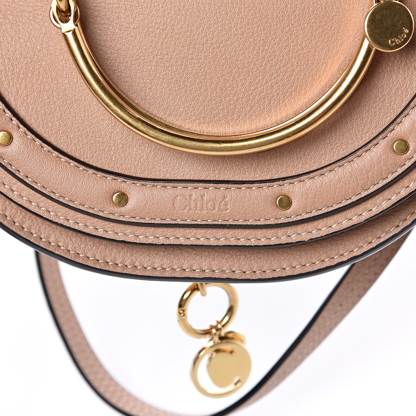 Calfskin Small Nile Bracelet Minaudiere Bag Biscotti Beige