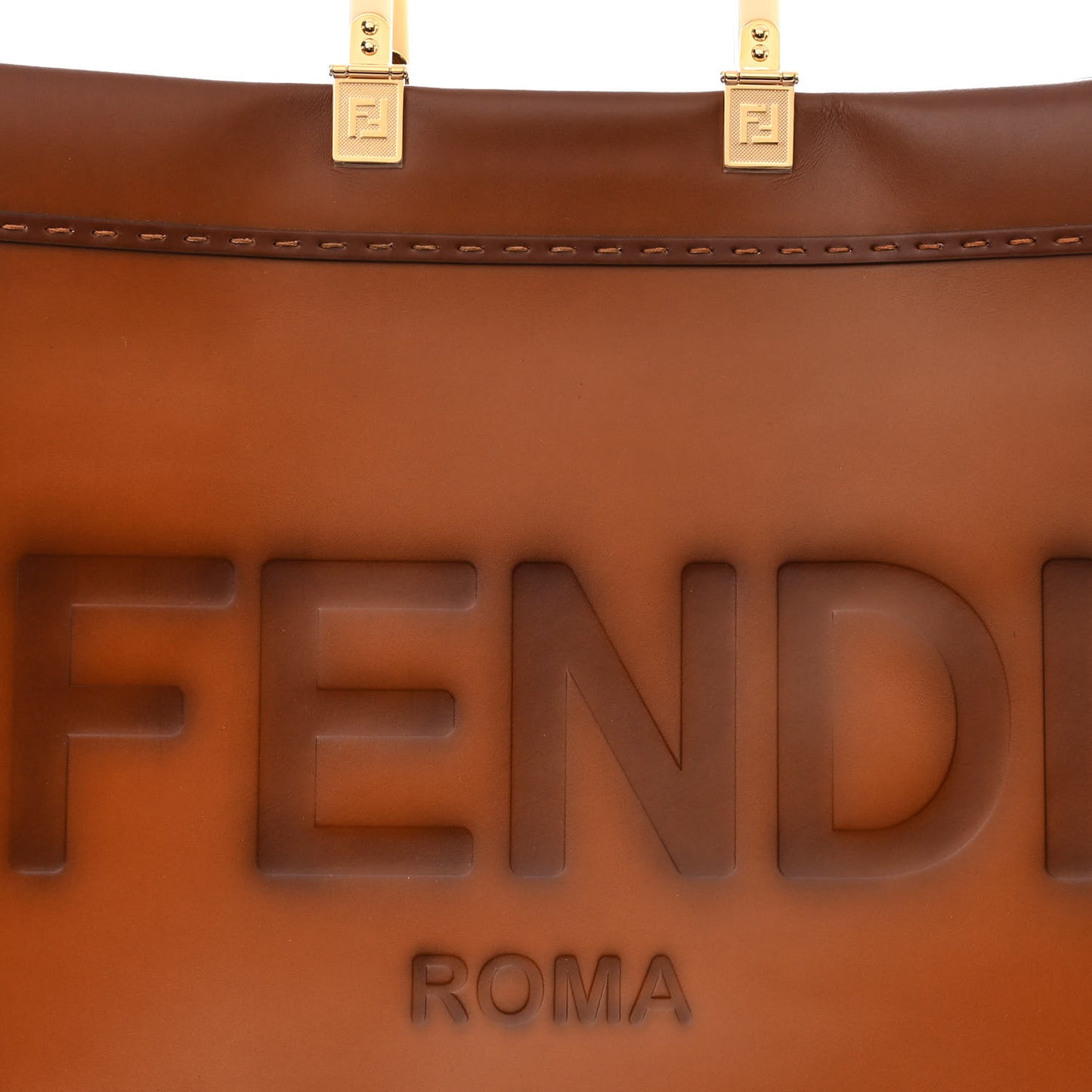 Vitello King Tamponato Large Fendi Sunshine Shopper Tote Cuoio