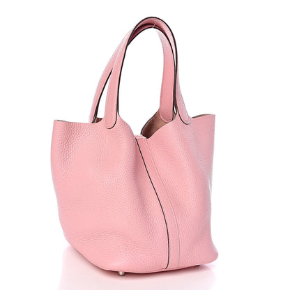 Hermes Taurillon Clemence Picotin Lock 22 MM Rose Sakura 3 of 12