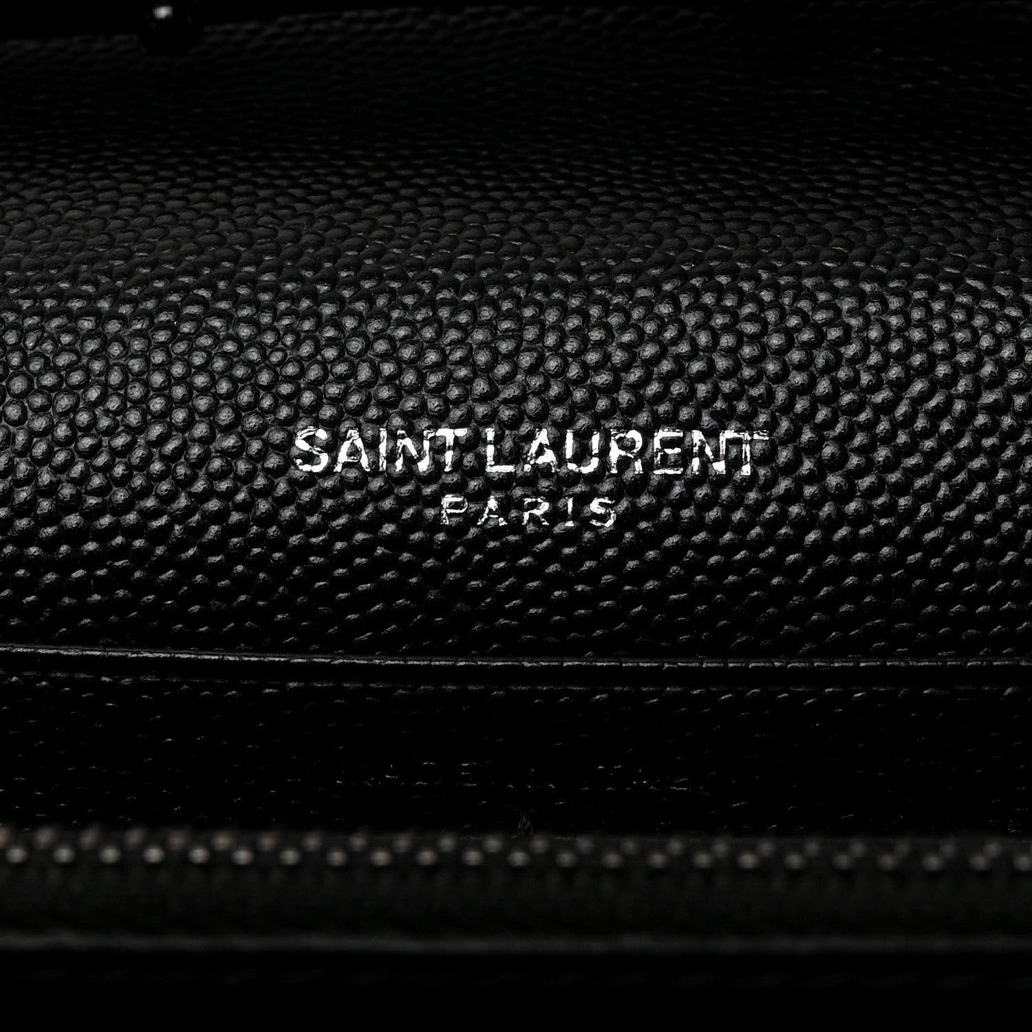 Saint Laurent Grain De Poudre Matelasse Chevron Monogram Monochrome Chain Wallet Black 6 of 10