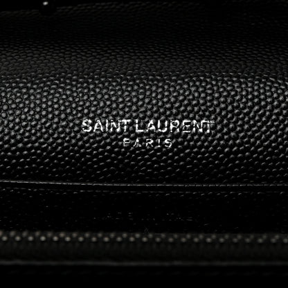 Saint Laurent Grain De Poudre Matelasse Chevron Monogram Monochrome Chain Wallet Black 6 of 10