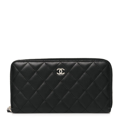 Chanel Lambskin Quilted Large Gusset Zip Around Wallet Black 1 of 10