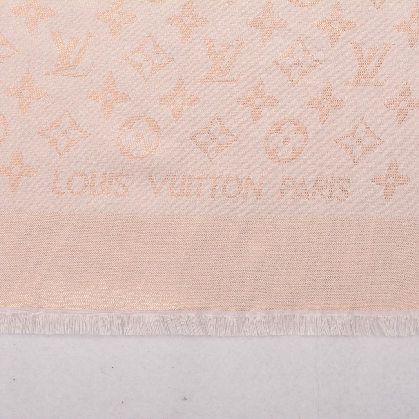 Silk Wool Monogram Voile Shawl Peach