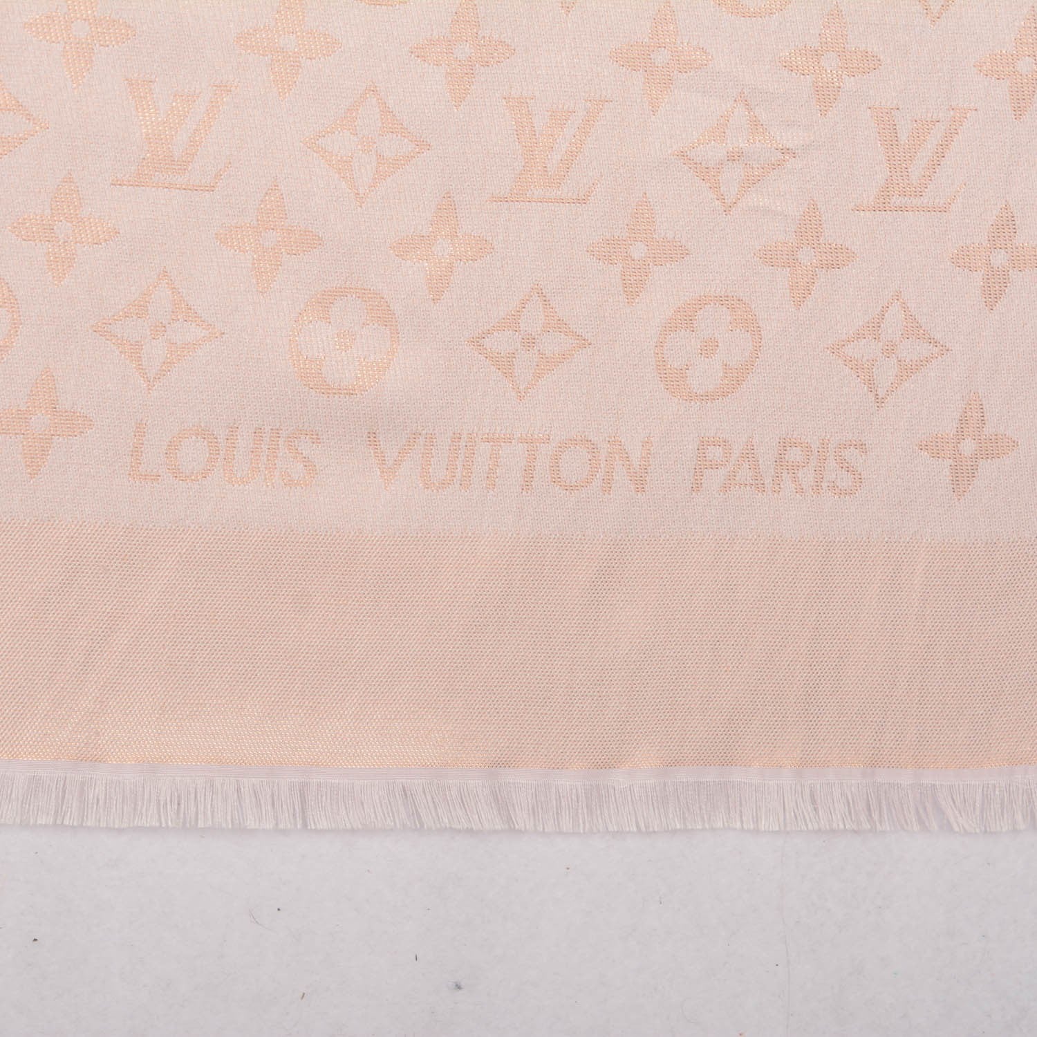 Louis Vuitton Silk Wool Monogram Voile Shawl Peach 4 of 6
