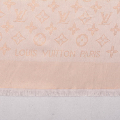 Louis Vuitton Silk Wool Monogram Voile Shawl Peach 4 of 6