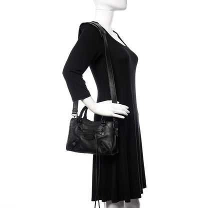 Balenciaga Shiny Goatskin Matte Black Metallic Edge Hardware Mini City Black 2 of 10