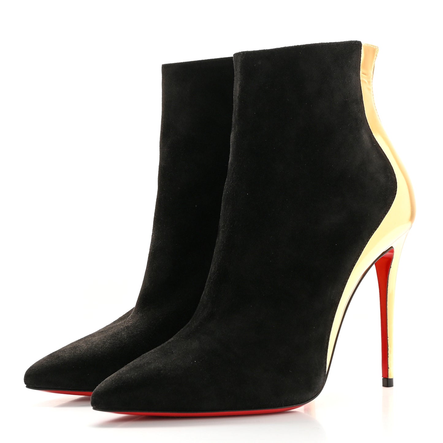 Veau Velours Specchio 100 Delicotte Booties 37.5 Black Gold