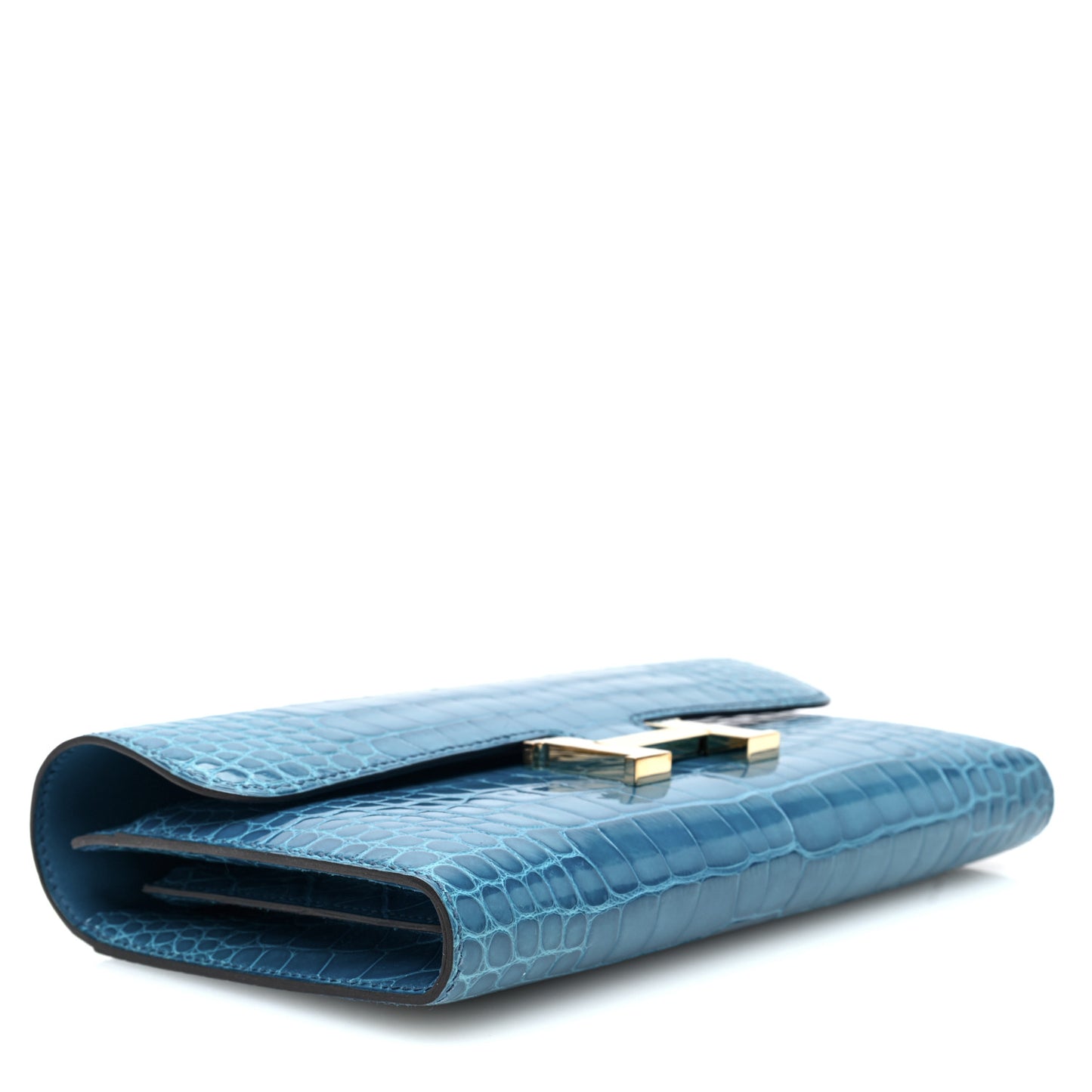 Shiny Alligator Constance Wallet Bleu Izmir