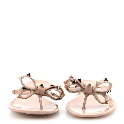 Valentino Garavani PVC Jelly Rockstud Bow Thong Sandals 39 Poudre 3 of 9