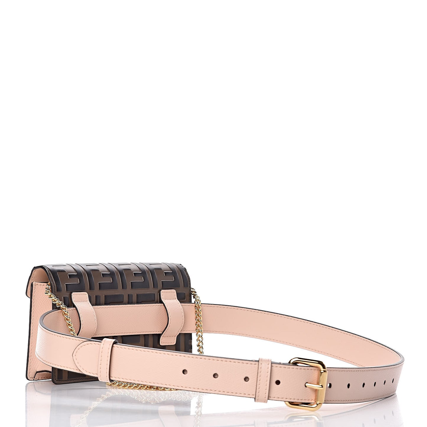 Vitello Cruise F is Fendi Bi-Color FF 1974 Embossed Envelope Belt Bag Maya Black Light Rose