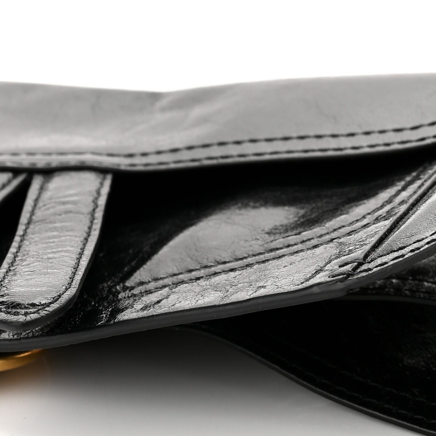 Crinkled Lambskin 135mm Saddle Belt Black