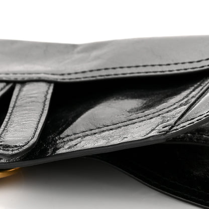 Christian Dior Crinkled Lambskin 135mm Saddle Belt Black 9 of 10