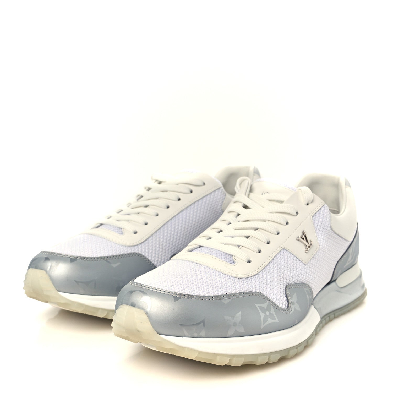 Louis Vuitton Technical Mesh Metallic Monogram Mens Run Away Sneakers 7 White 4 of 10
