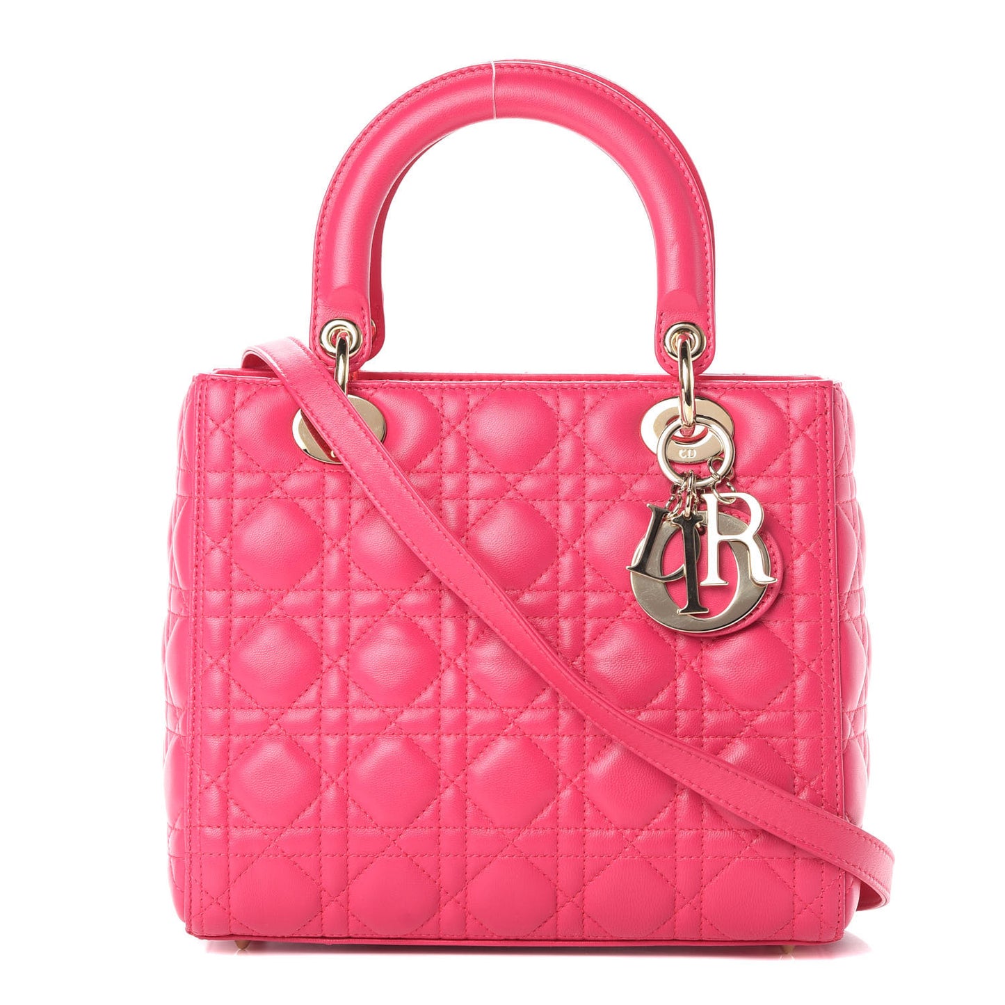 Lambskin Cannage Medium Lady Dior Pink