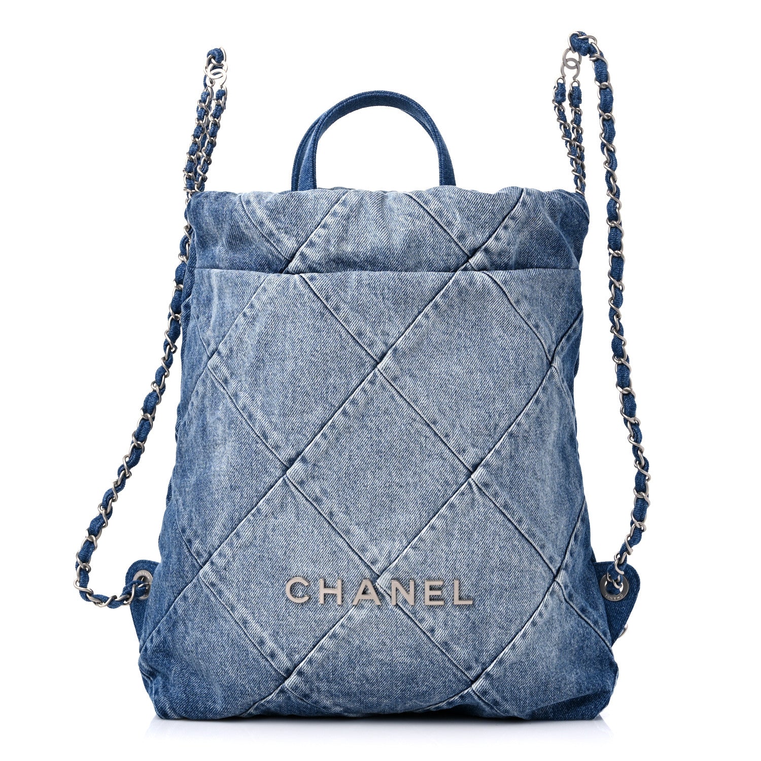 Chanel Denim Quilted Chanel 22 Backpack Blue 2 of 9