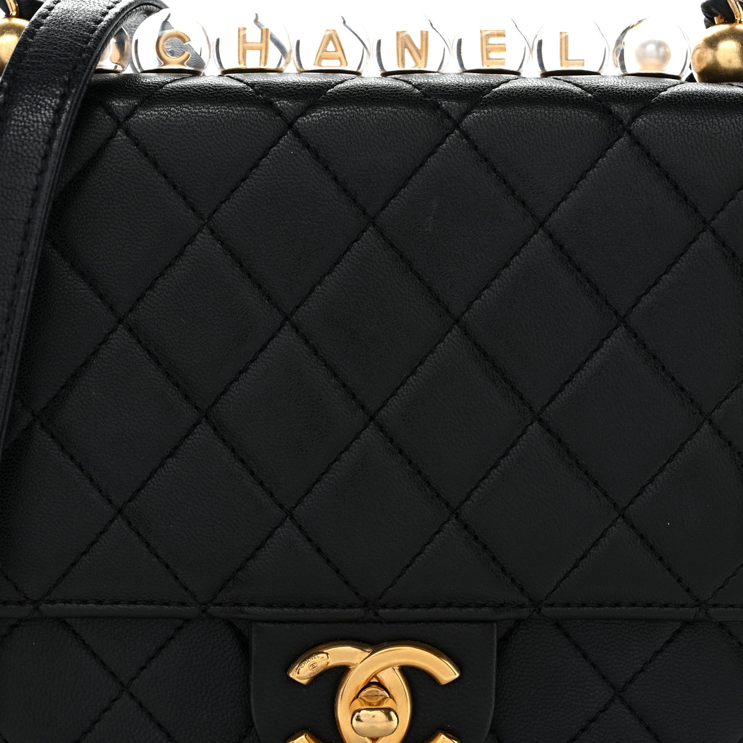 Chanel Goatskin Quilted Chic Pearls Flap Black 8 of 10