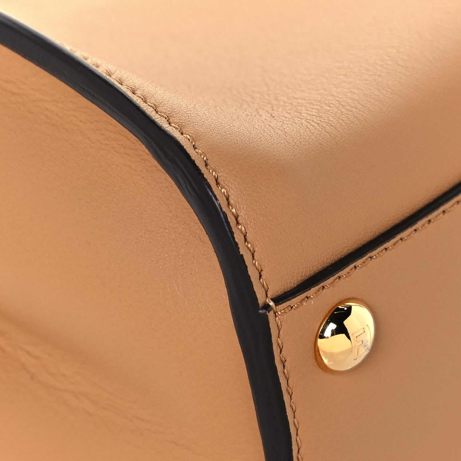Fendi Vitello Seta Canvas FF Embroidered Mini Peekaboo Iconic Satchel Miele Scuro Poudre 6 of 10