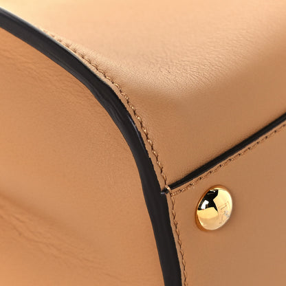 Fendi Vitello Seta Canvas FF Embroidered Mini Peekaboo Iconic Satchel Miele Scuro Poudre 6 of 10