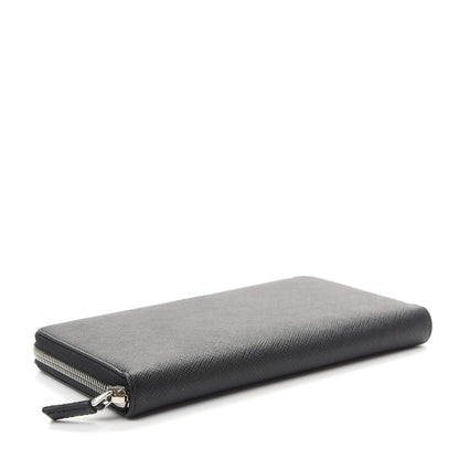 Prada Saffiano Large Zip Around Travel Wallet Black 7 of 20