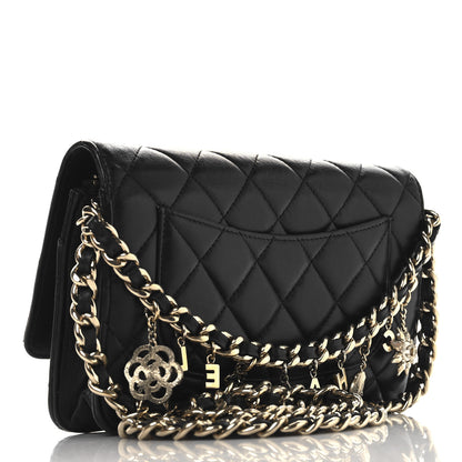 Chanel Lambskin Quilted Coco Charms Wallet On Chain Black 3 of 13