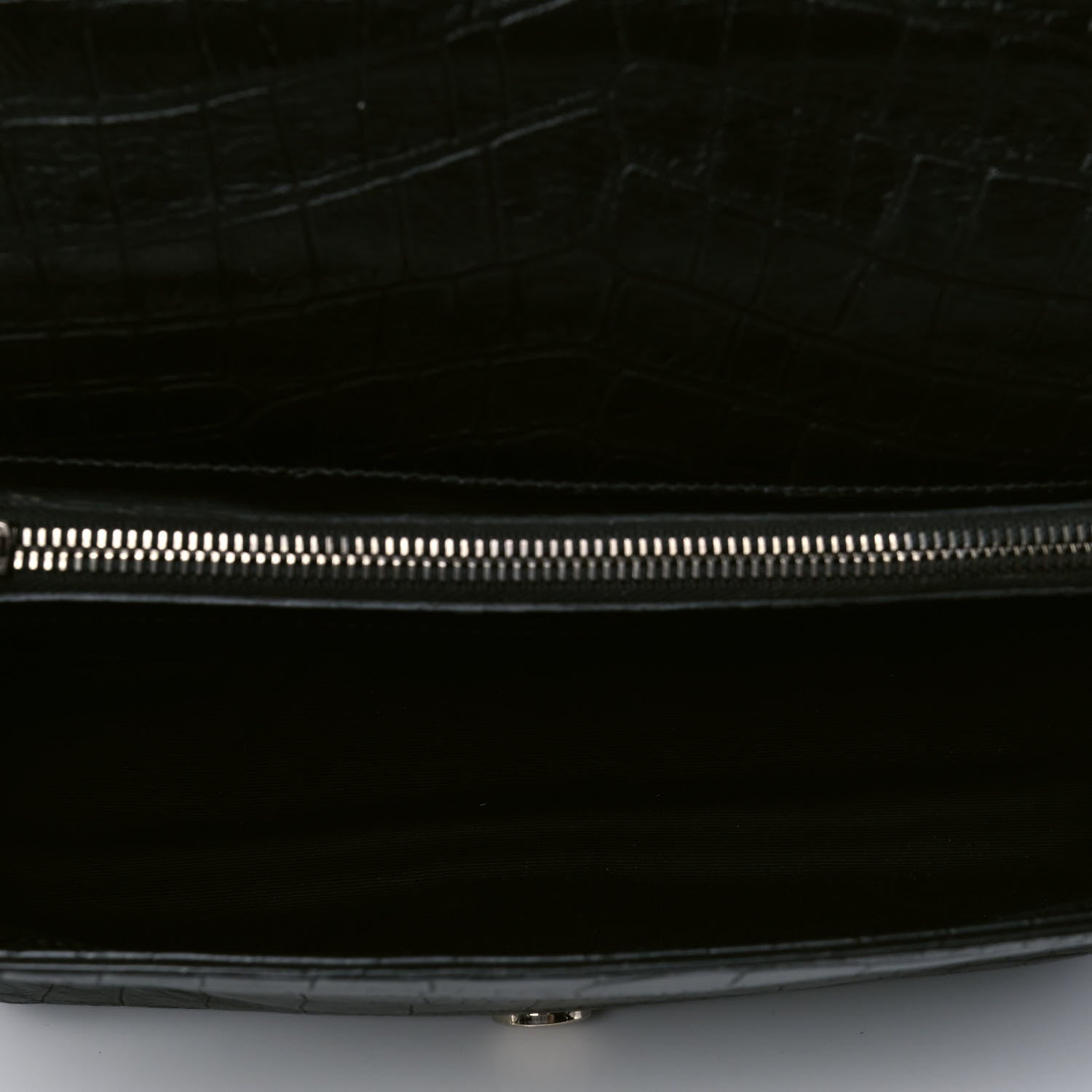 Saint Laurent Calfskin Crocodile Embossed Monogram Large College Satchel Black 7 of 8