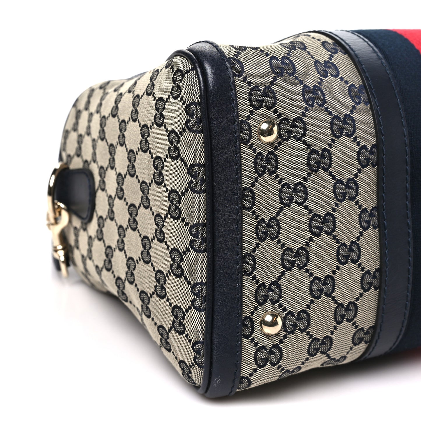 Monogram Selleria Calfskin Vintage Web Medium Boston Beige Blue