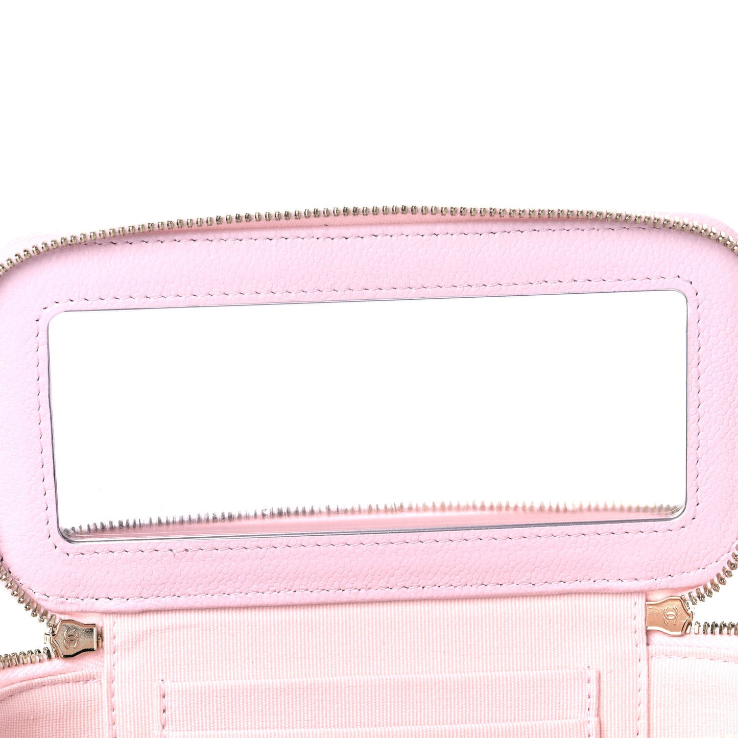 Caviar Quilted Small Tiny CC Vanity Case With Chain Light Pink
