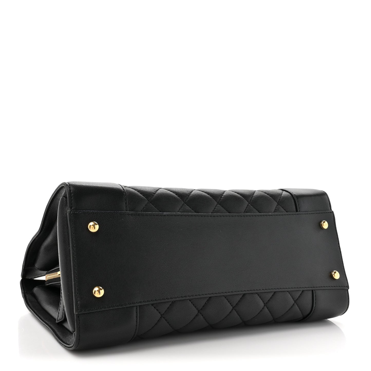 Sheepskin Quilted Mademoiselle Vintage Shopping Tote Black