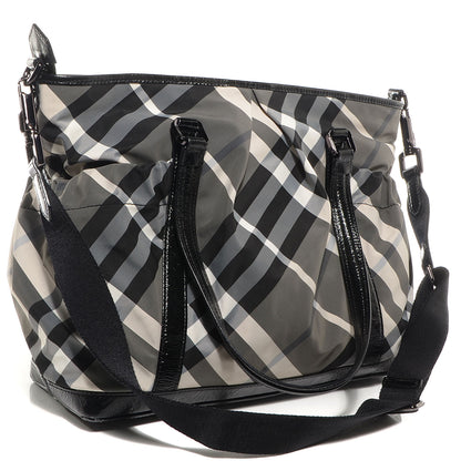 Burberry Nylon Beat Check Diaper Bag Black 3 of 9