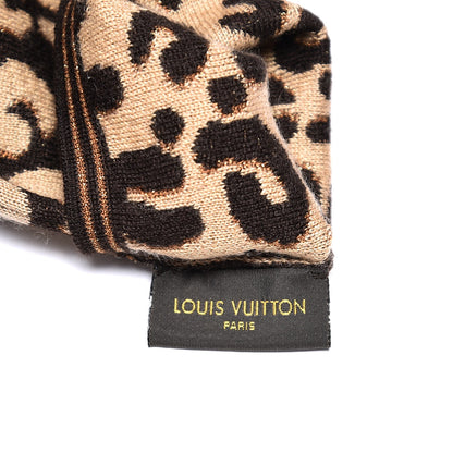Louis Vuitton Cashmere Silk Leopard Long Gloves Marron 3 of 4