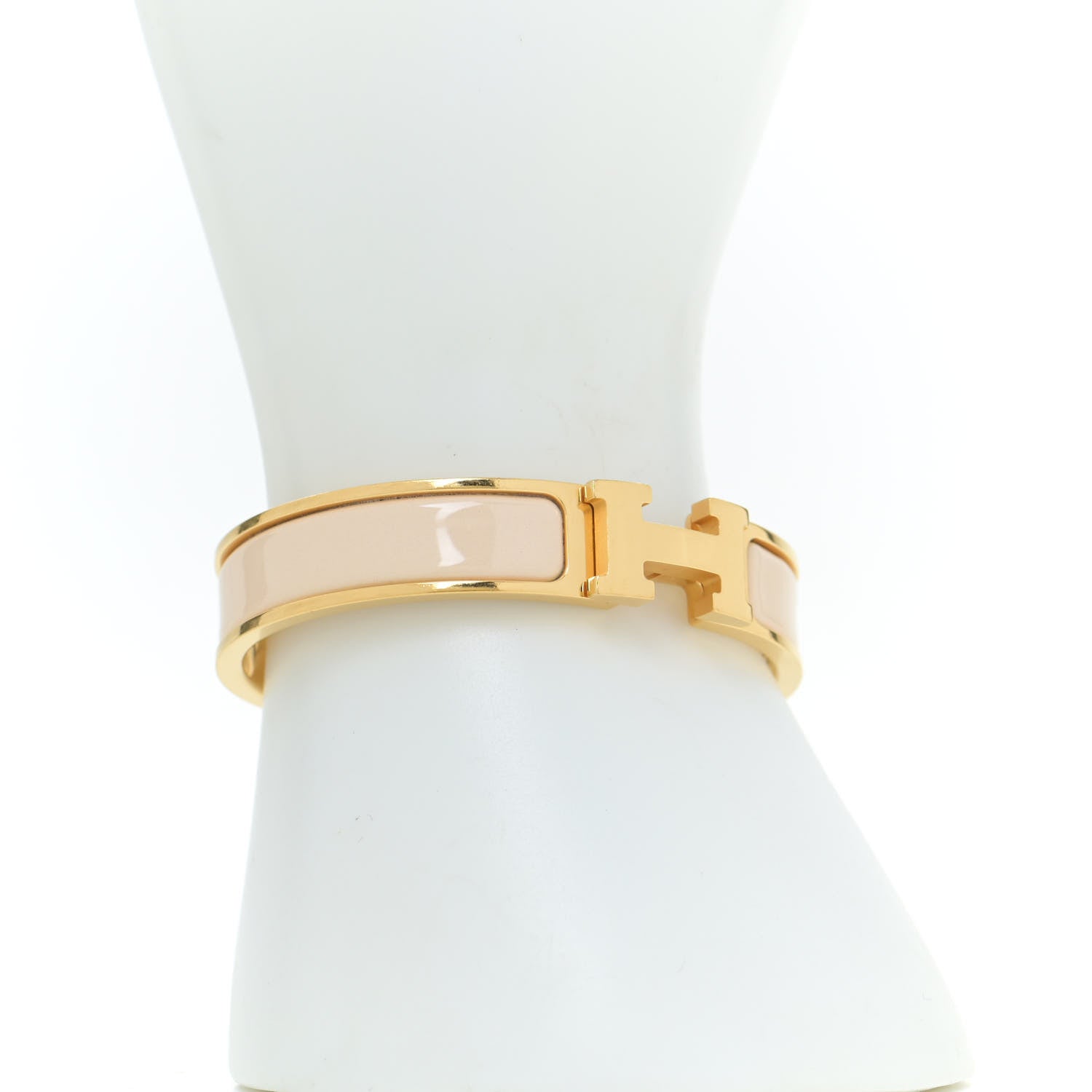 Hermes Narrow Enamel Clic Clac H Bracelet PM Pannacotta 4 of 6
