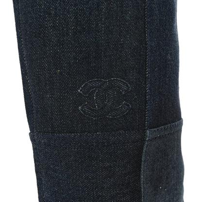 Chanel Denim Wyoming Knee High Boots 40 Navy 11 of 12