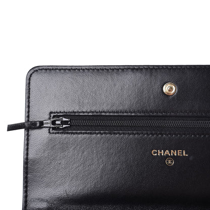 Chanel Lambskin Quilted Boy Wallet On Chain WOC Black 9 of 12