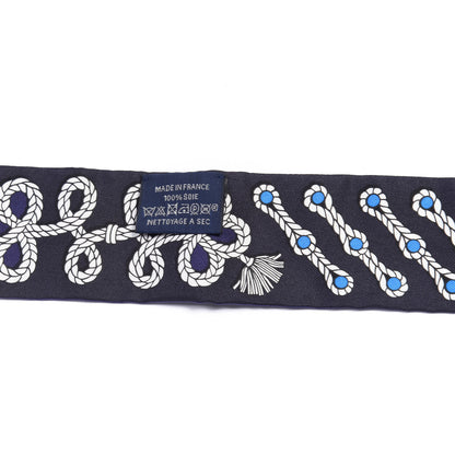 Hermes Silk Galons Et Brandebourg Twilly Indigo Rouge Vif Marine 3 of 4