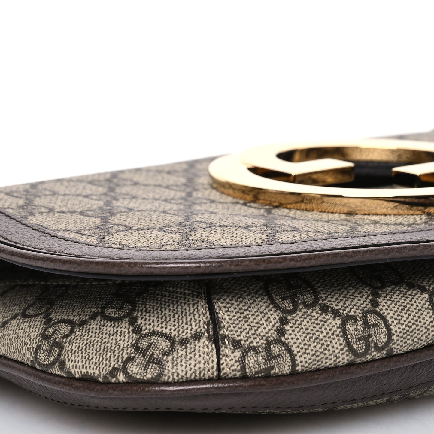 GG Supreme Monogram Textured Dollar Calfskin Blondie Chain Shoulder Flap Bag Beige Ebony New Acero