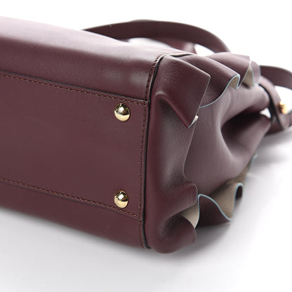Fendi Vitello Seta Waves Bi-Color Medium Peekaboo Iconic Satchel Bordeaux Latte 9 of 9
