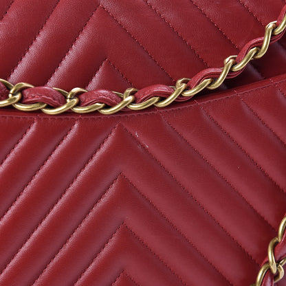 Chanel Lambskin Chevron Quilted Maxi Double Flap Red 25 of 26