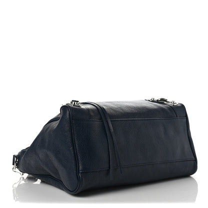 Balenciaga Chevre Silver Metallic Edge Hardware Velo Bleu Nuit Dark Sea 3 of 8