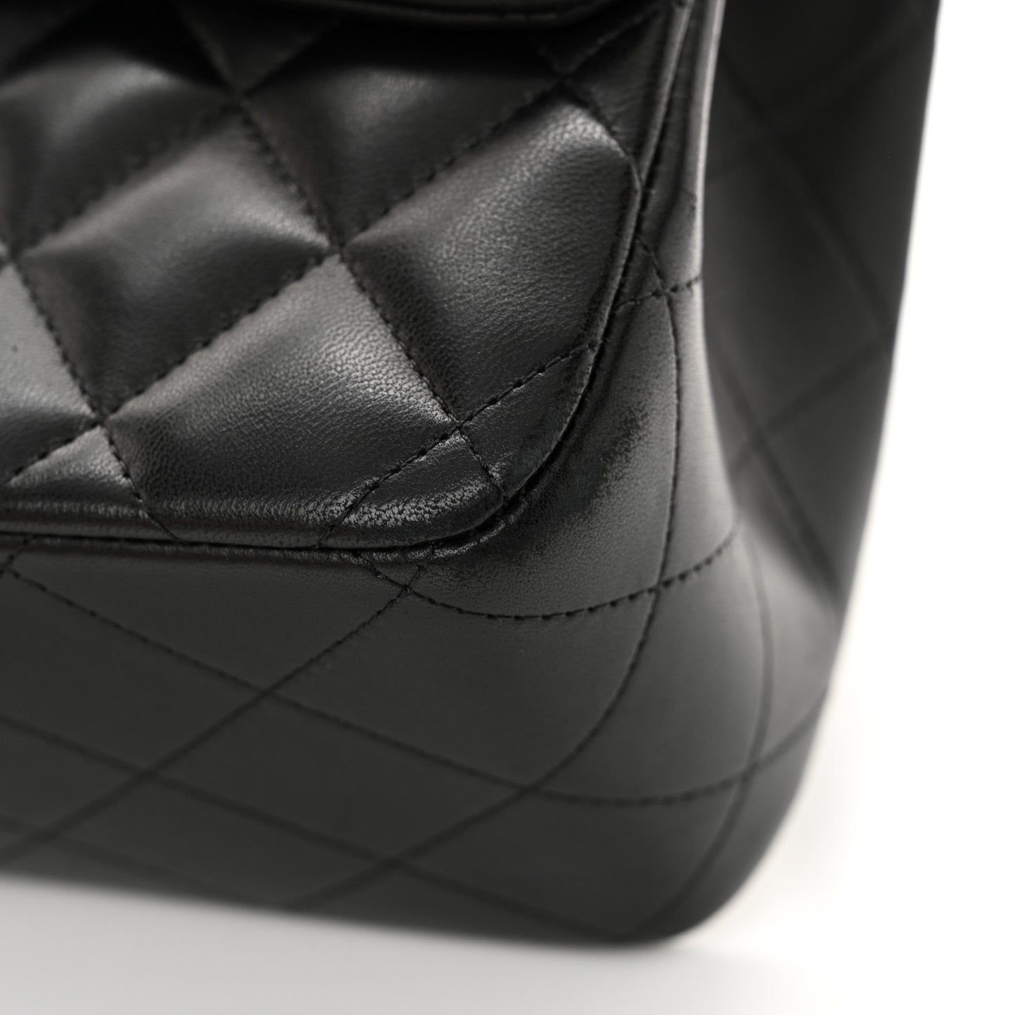 Lambskin Quilted Jumbo Double Flap Black