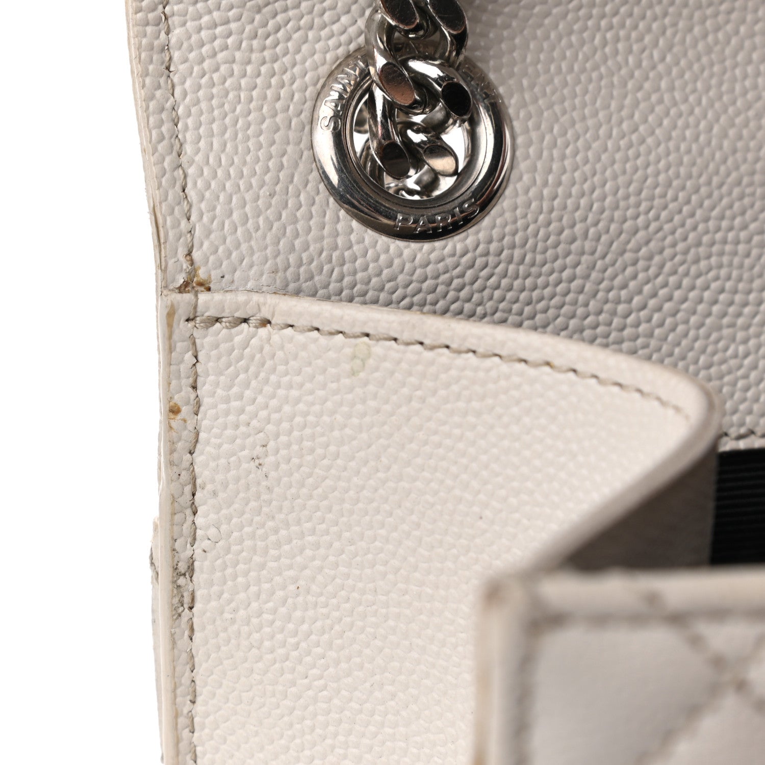Saint Laurent Grain De Poudre Textured Mixed Matelasse Medium Triquilt Monogram Satchel Granite 14 of 21