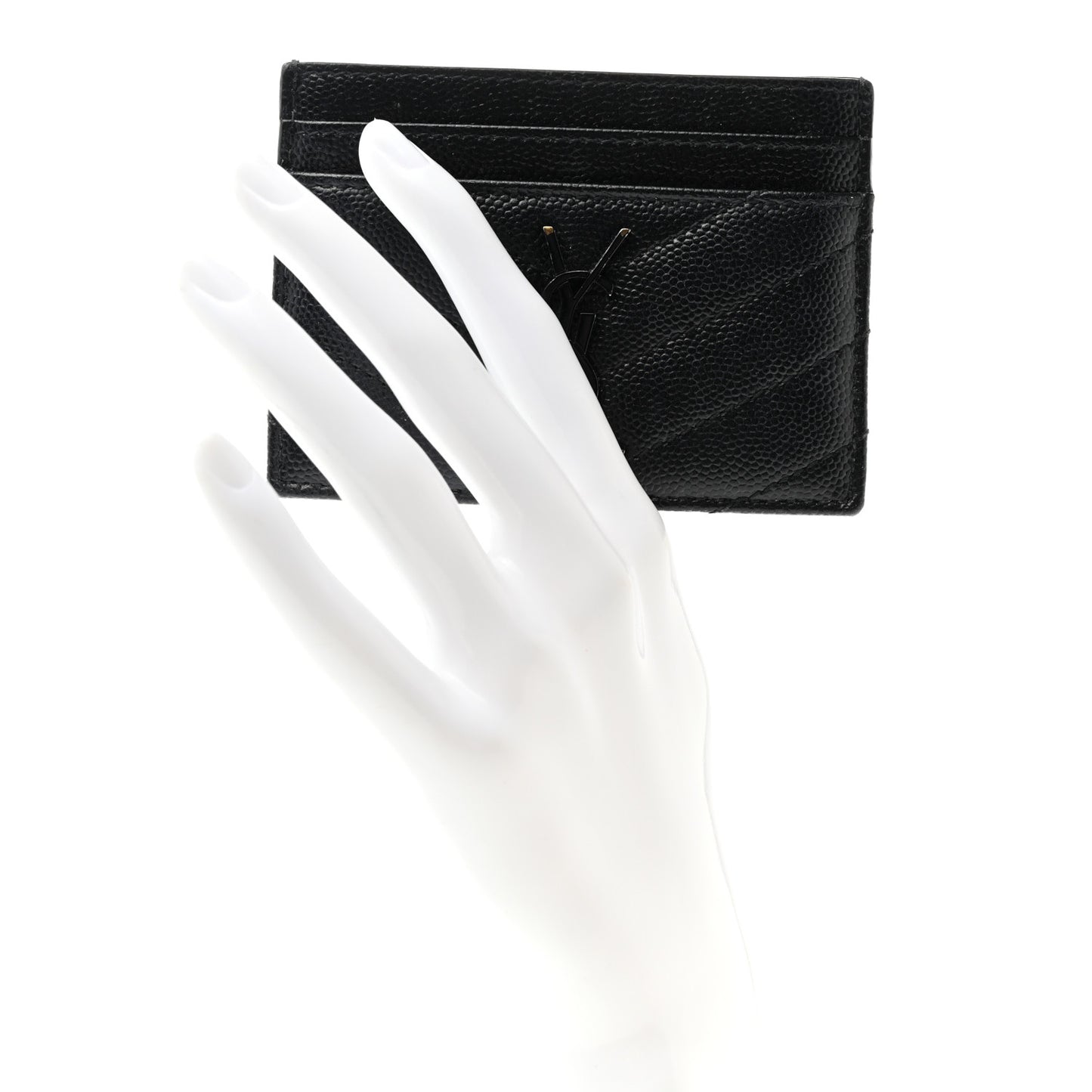 Grain De Poudre Matelasse Chevron Monochrome Monogram Credit Card Case Black